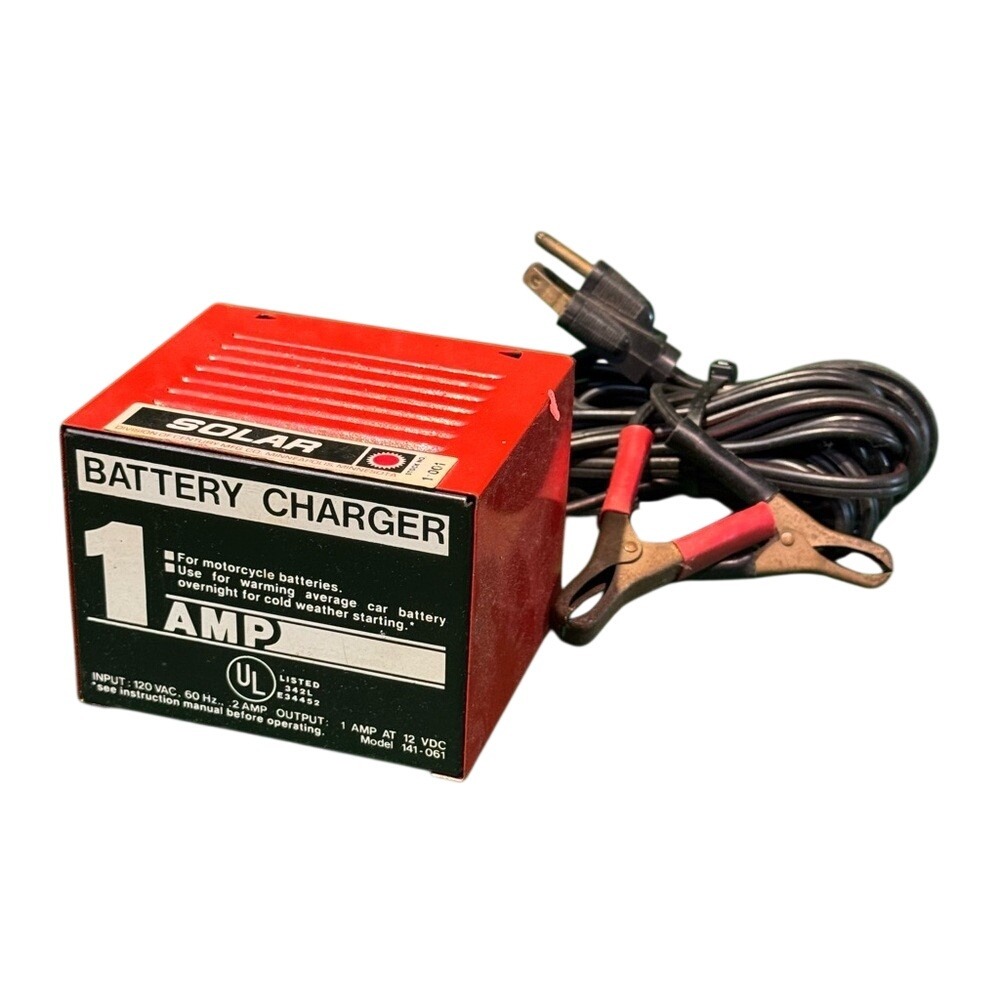 Solar 141-061 1 Amp Battery Charger 12V Motorcycle Car Cold Weather Start Red